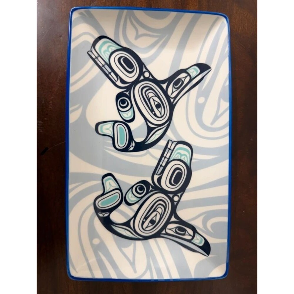 Native Northwest Ernest Swanson Haida Whale Ceramic Platter 10” x 6” Boxed